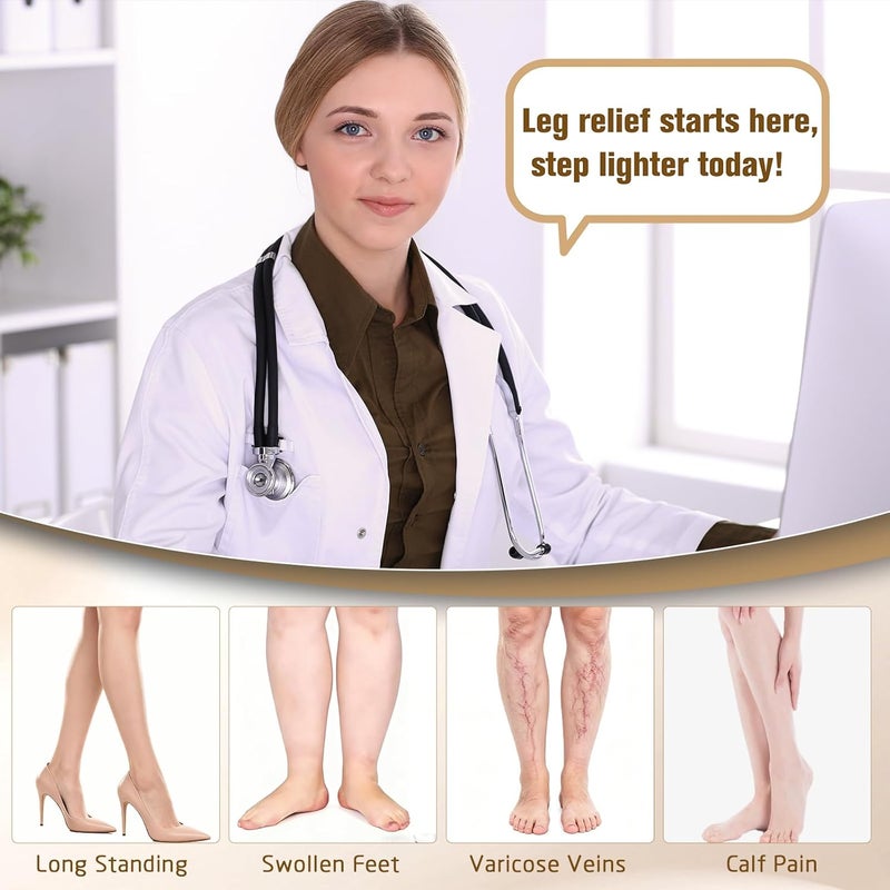 Athbavib Thigh High 20-30mmHg Compression Stocking, Closed Toe Compression Socks for Women & Men Circulation with Silicone Dot Band-Ideal for Athletic, Medical, Travel Use - Image 1
